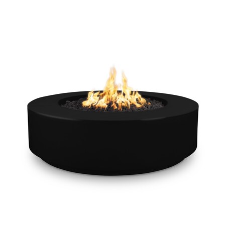 The Outdoor Plus 42 Round Florence Fire Pit - GFRC Concrete - Black - Match Lit - Liquid Propane OPT-FL42-BLK-LP